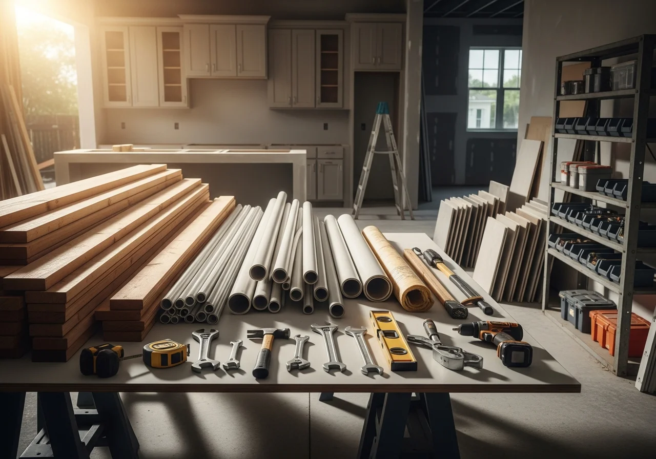 Construction site or finished remodeling project showcasing quality craftsmanship and attention to detail in residential work.