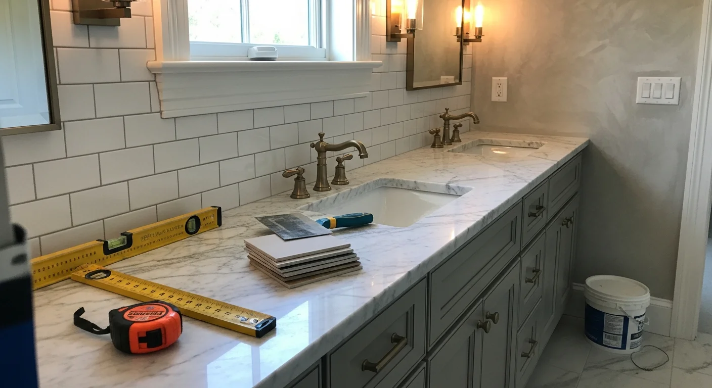 Modern custom bathroom with tile work and new fixtures