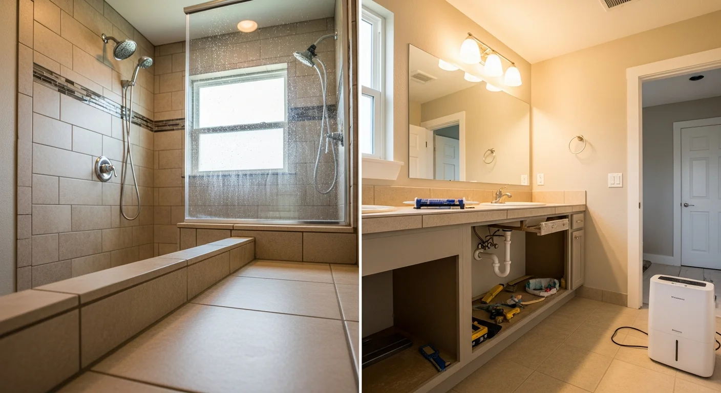 Remodeled bathroom in a St. Petersburg, FL home featuring a walk-in tile shower, updated vanity, and moisture-resistant flooring. The finished space reflects a clean, functional design suited to Florida's coastal climate.